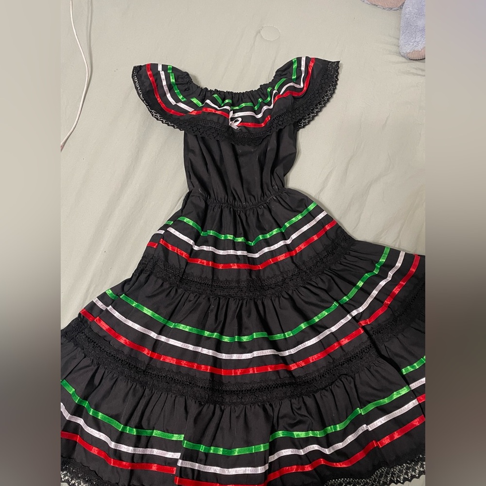mexican Black and Red Ruffled Off-the-Shoulder dress size 5T